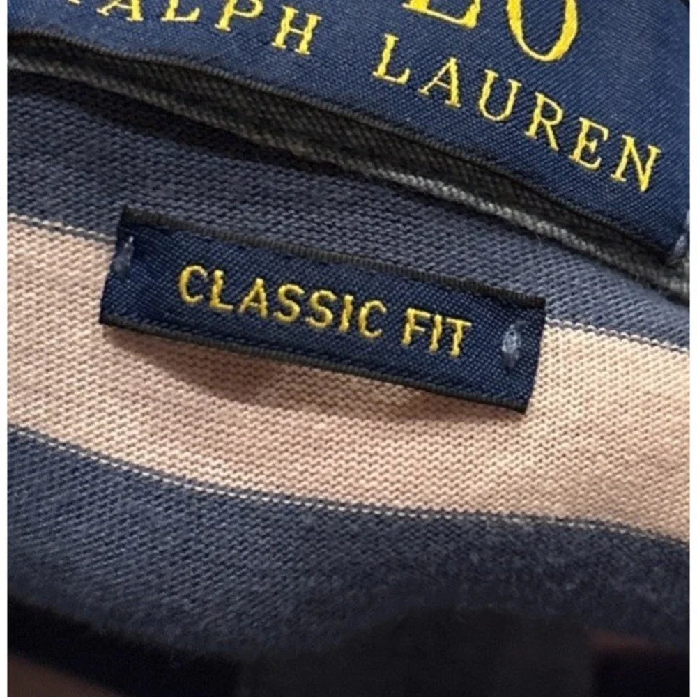 Polo Ralph Lauren Classic Fit Men's XL Blue/Pink Striped Short Sleeve Blue Pony